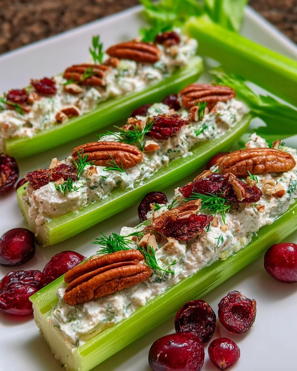 Cranberry Pecan Holiday Celery Boats