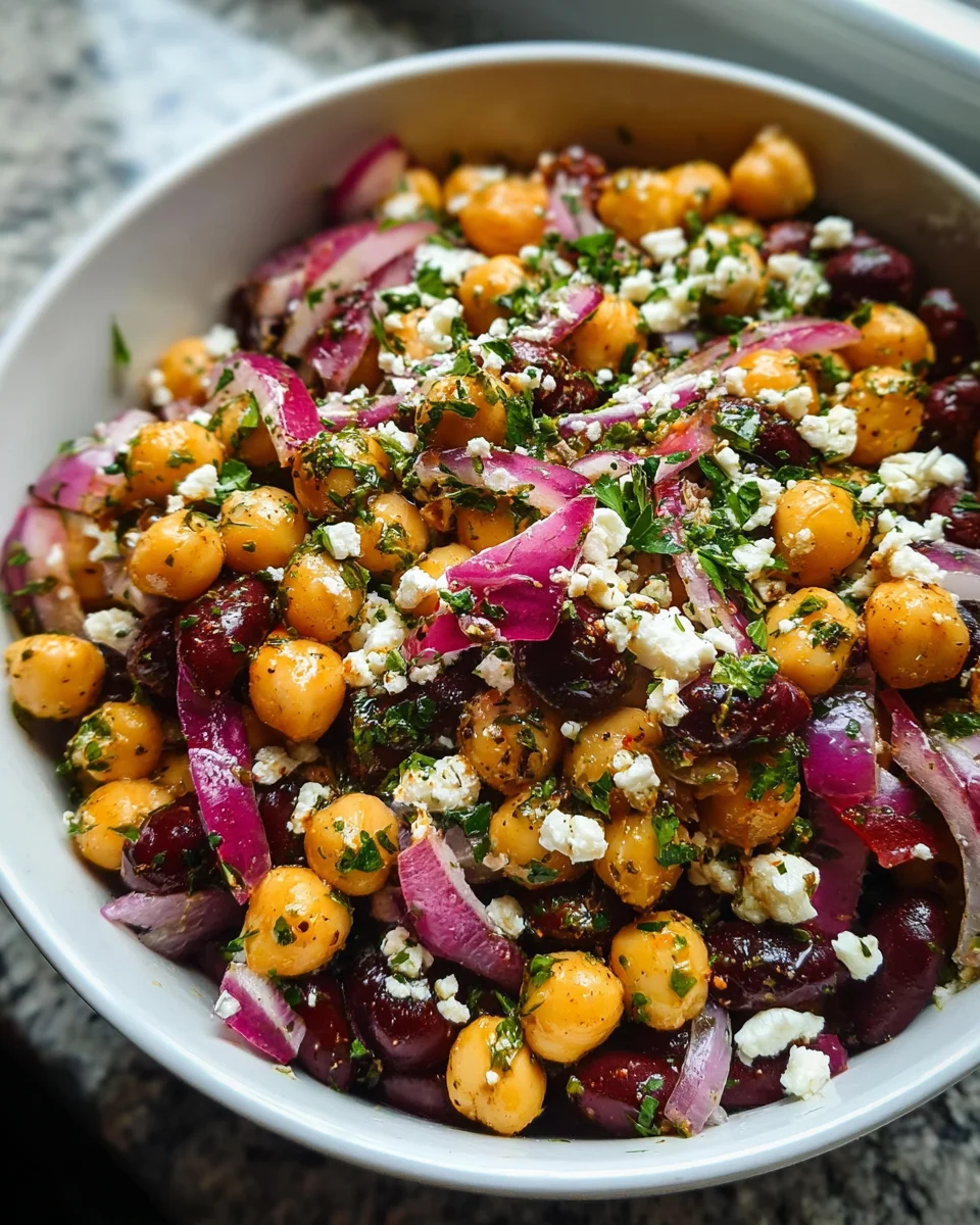 Chickpeas black beans salad