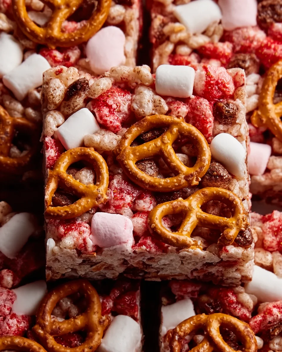 Strawberry Pretzel Marshmallow Treats