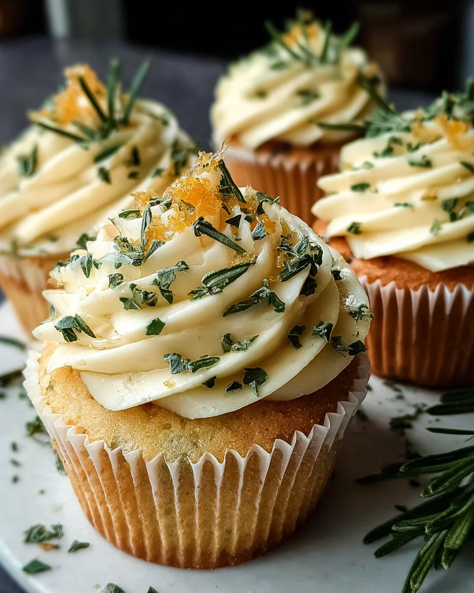 Lemon Thyme Rosemary Cupcakes