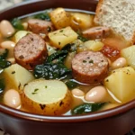 Sausage Soup with Spinach, Potatoes & White Beans | Cozy Recipe