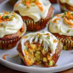 Carrot Apple Zucchini Muffins with Cream Cheese Frosting