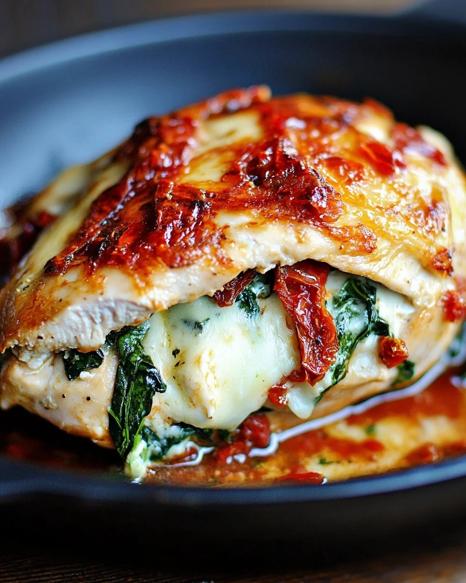 Sundried Tomato, Spinach, and Cheese Stuffed Chicken