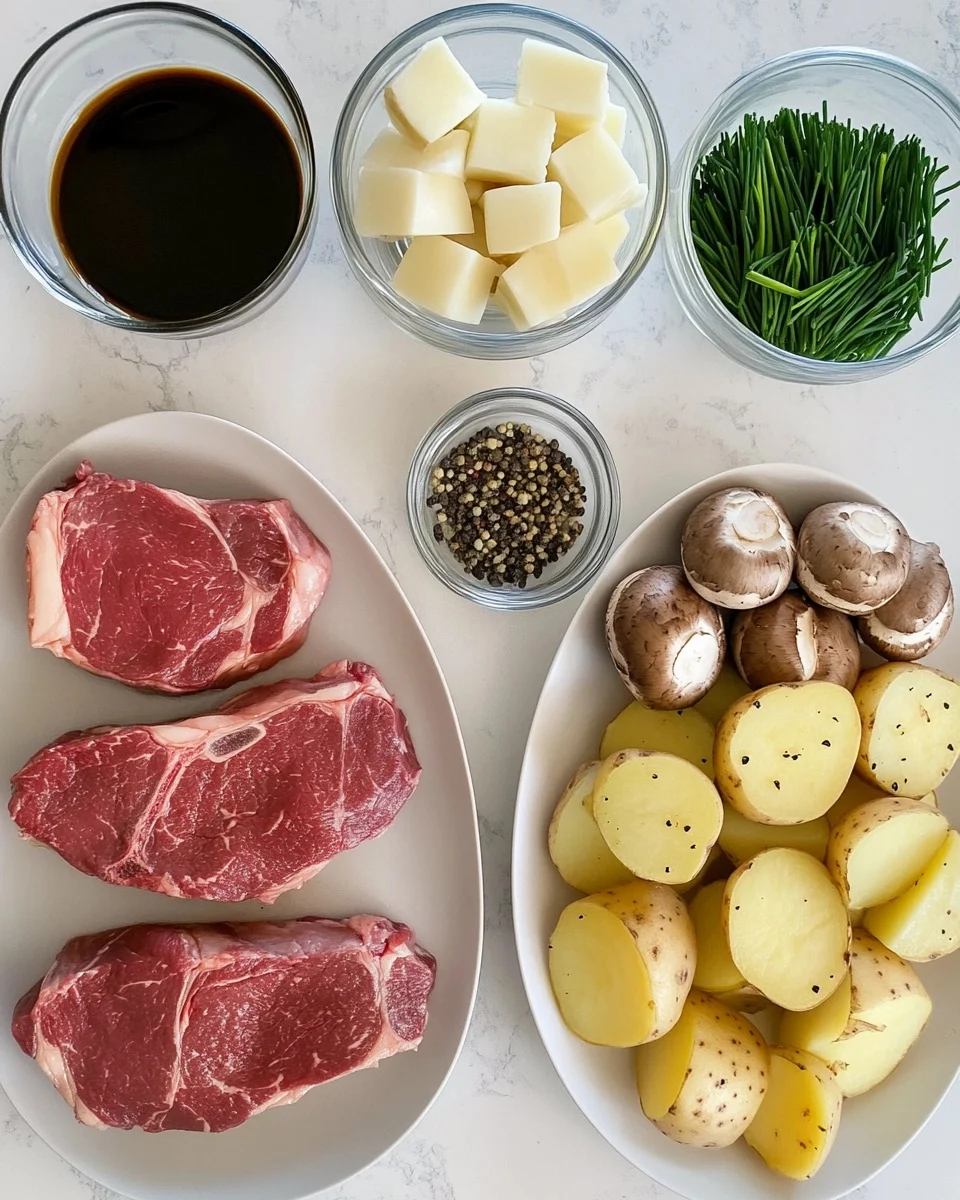Ingredients for Steak with Mushroom Gravy