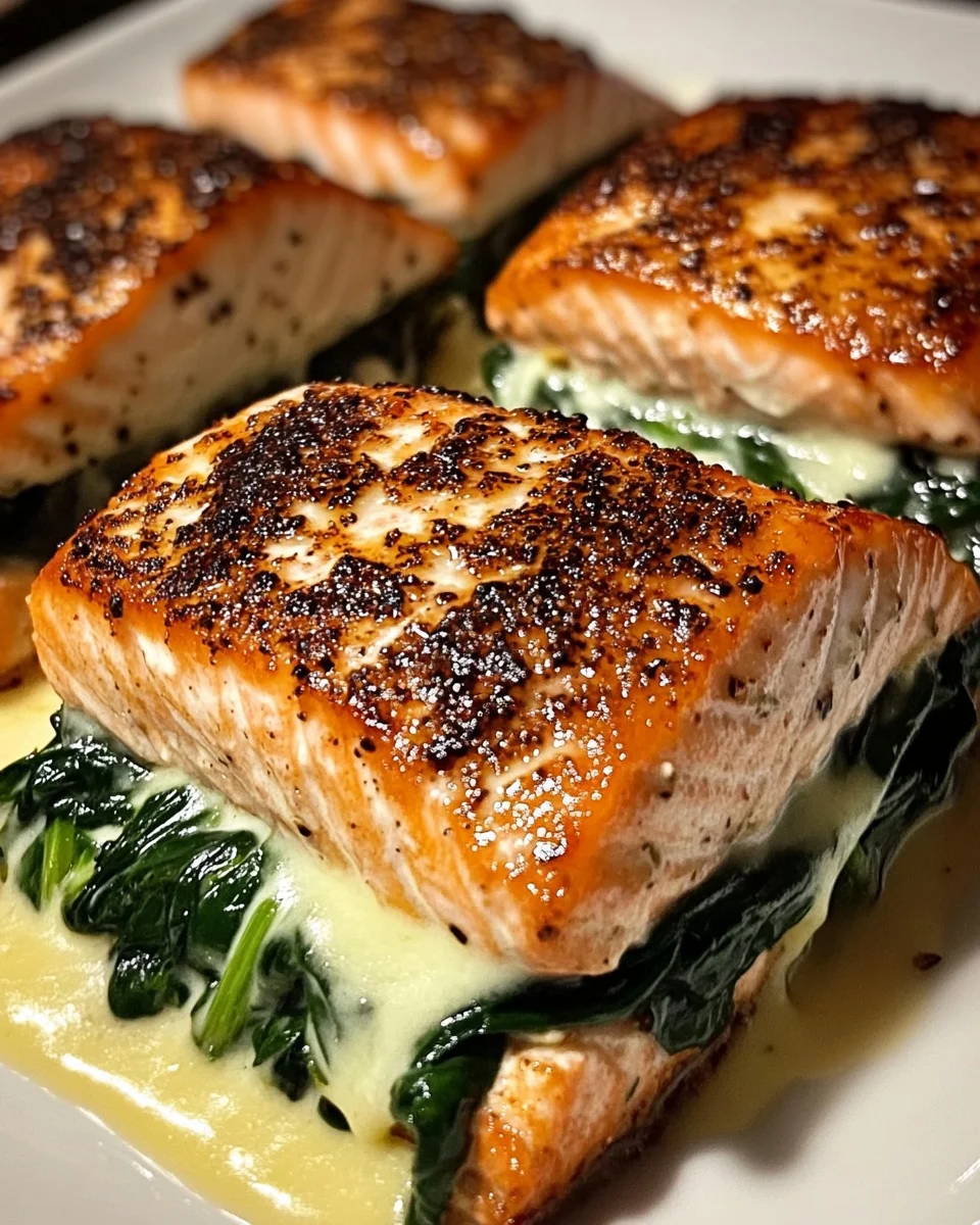 Blackened Salmon Stuffed with Spinach & Parmesan – Easy Recipe