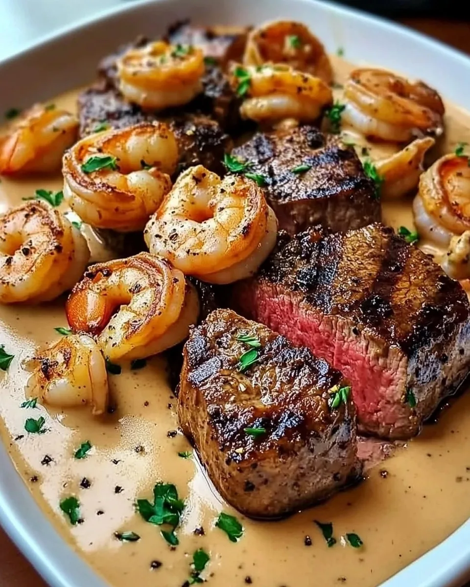 Steak with Creamy Cajun Shrimp