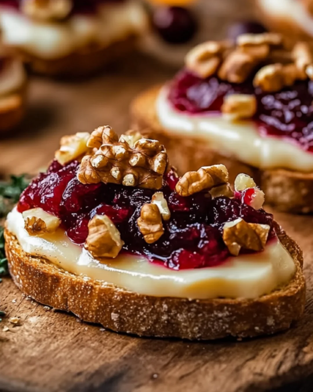 Cranberry, Brie & Walnut Crostini