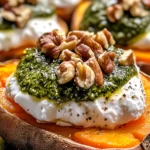 Stuffed Sweet Potatoes with Burrata, Walnuts & Sage Pesto Recipe