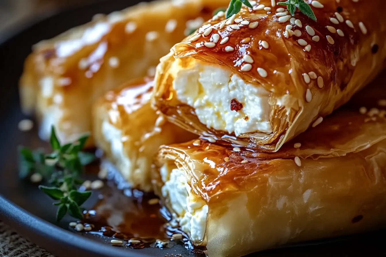 Oven-Fried Feta Rolls with Chili Honey