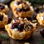 Cranberry & Almond Goat Cheese Phyllo Cups with Maple Balsamic Glaze