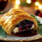Baked Pear & Sage Wellington with Ricotta & Berry Reduction