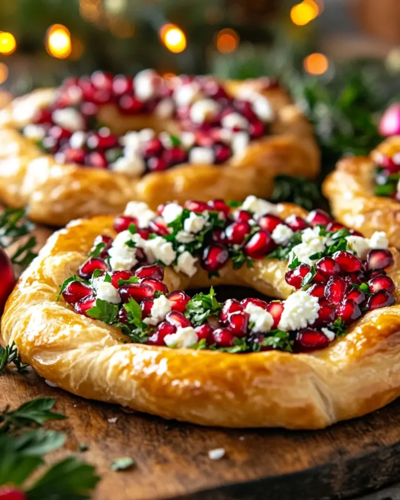 Pomegranate, Feta & Herb Puff Wreaths