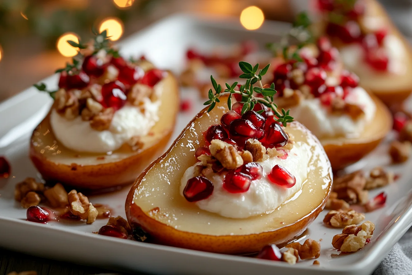 Caramelized Pear & Burrata Bites with Pomegranate & Nut Crunch