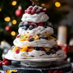 Pavlova Christmas Tree with Fresh Fruits