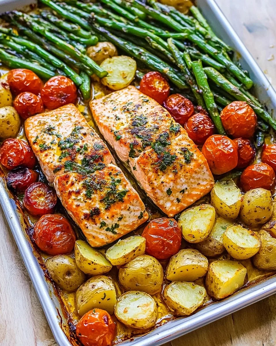 One-Pan Garlic Herb Salmon & Veggie