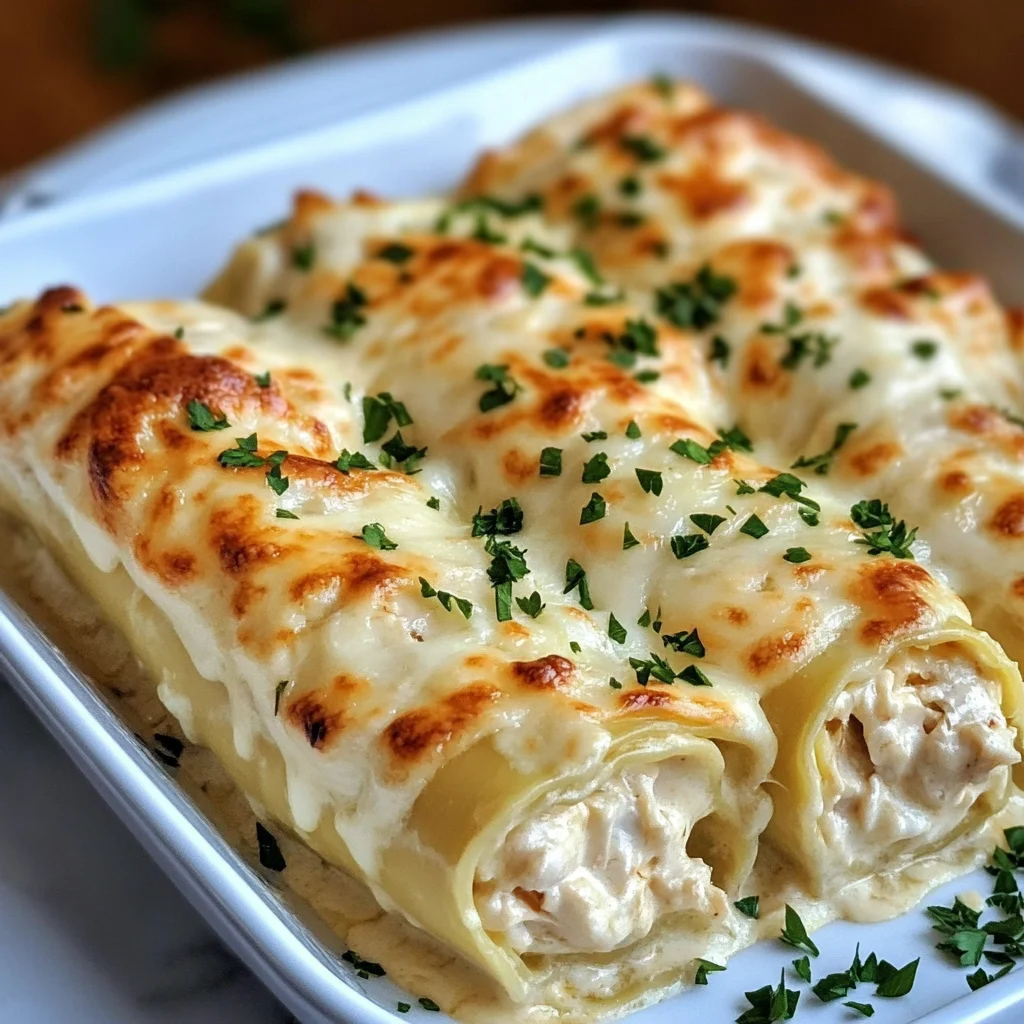 Chicken Alfredo Lasagna Rolls