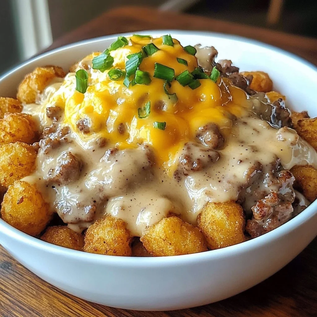 Tater Tot Breakfast Bowl with Sausage Gravy