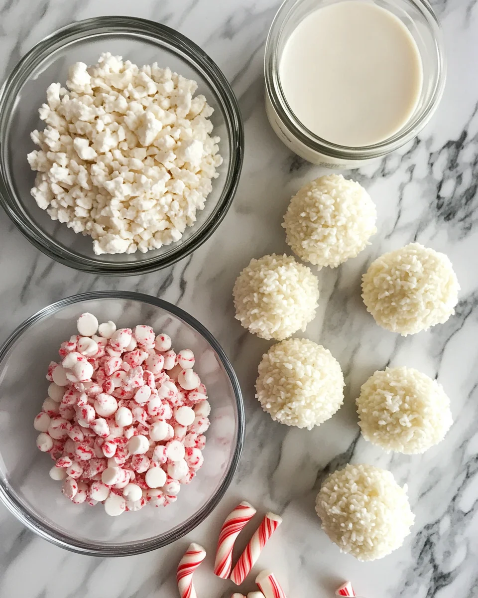 No-Bake Peppermint Bark Snowballs