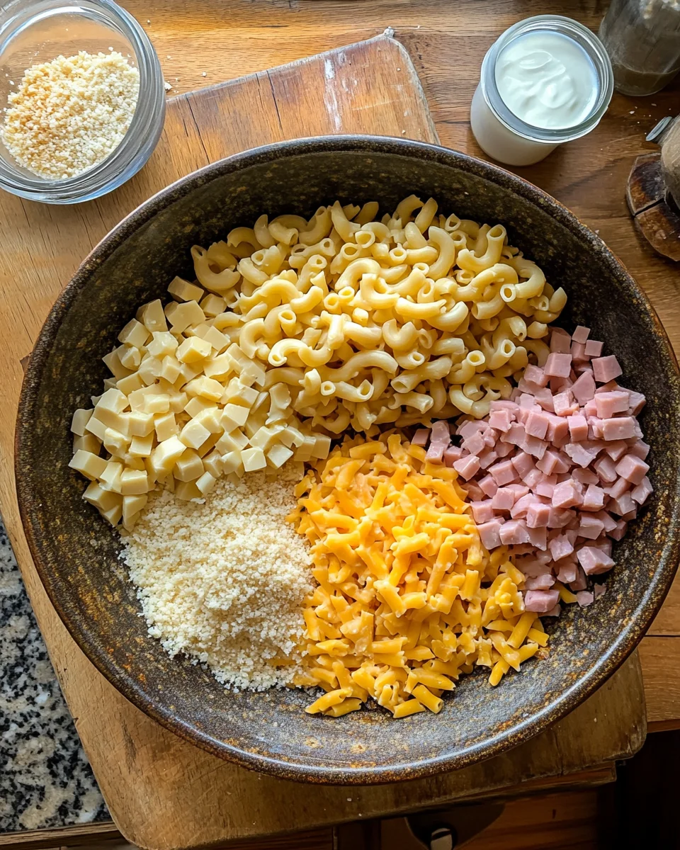 Cheddar and Ham Macaroni Bake