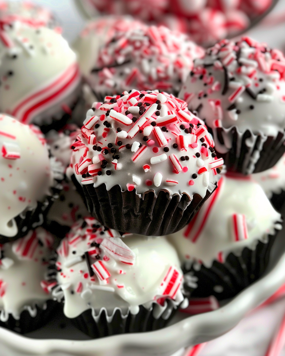 No-Bake Peppermint Bark Snowballs