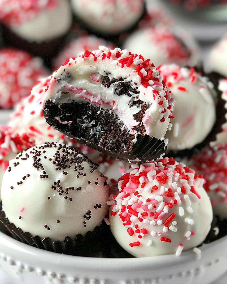 No-Bake Peppermint Bark Snowballs