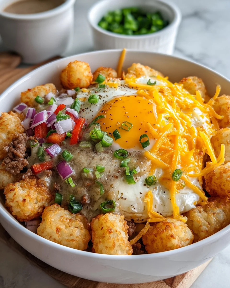 Tater Tot Breakfast Bowl with Sausage Gravy