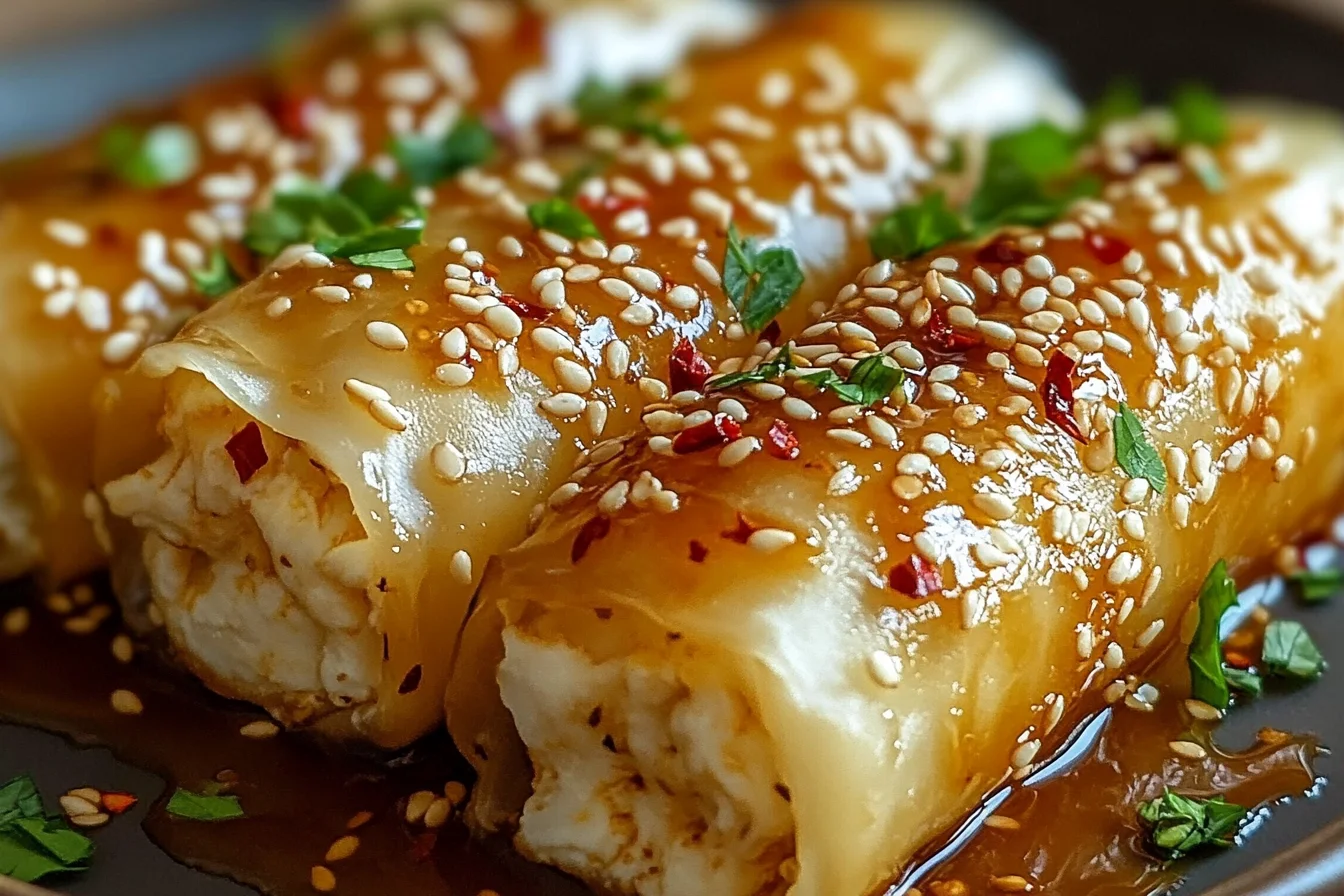 Oven-Fried Feta Rolls with Chili Honey