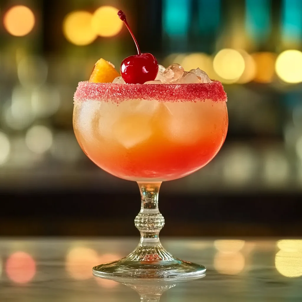 Tropical Peach Sunset Cocktail