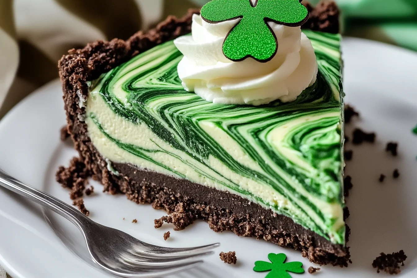 Shamrock Swirl Pie – Creamy Mint & Chocolate No-Bake Dessert