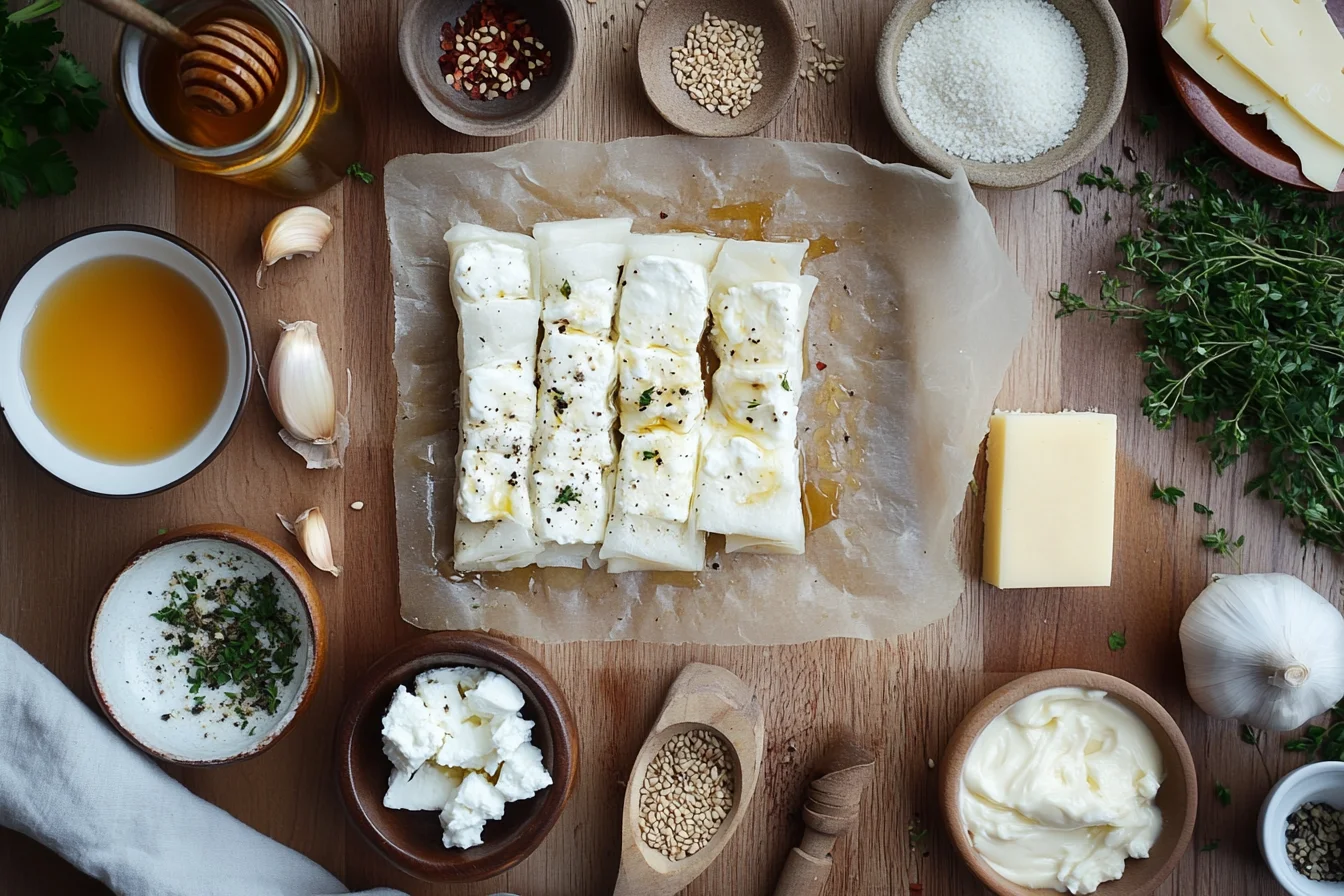 Oven-Fried Feta Rolls with Chili Honey