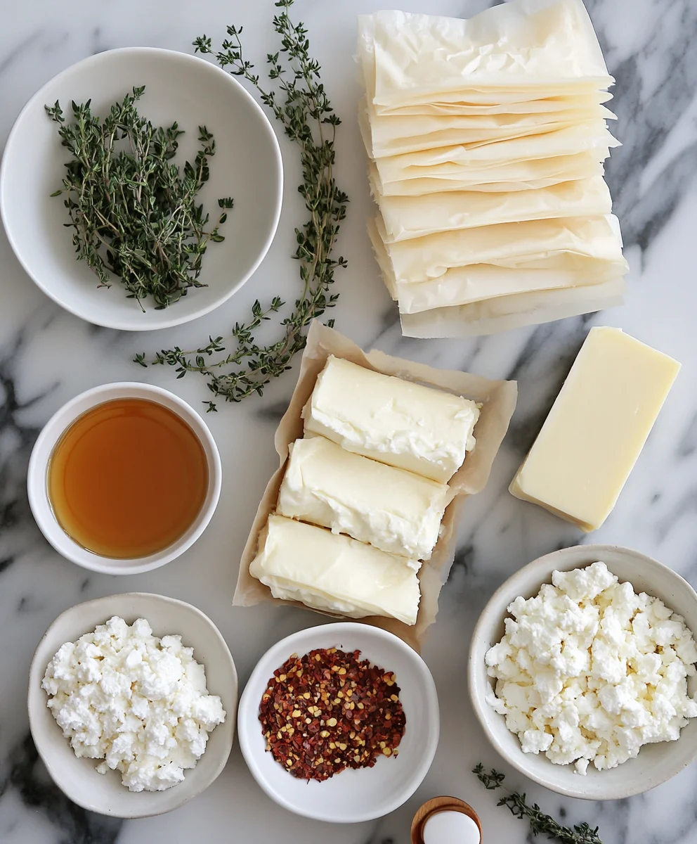 Oven Fried Feta Rolls with Chili Honey
