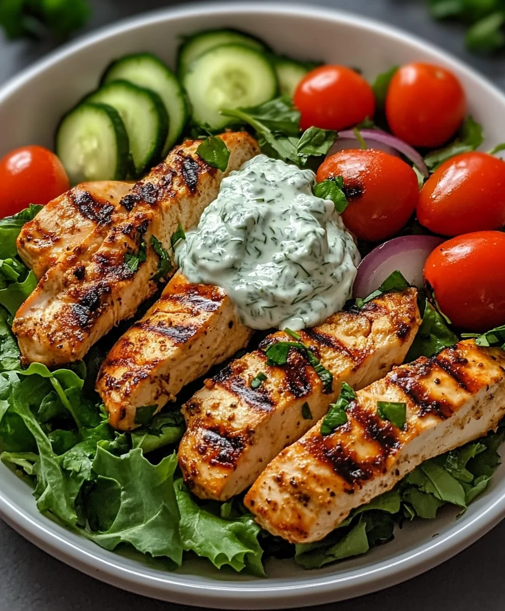 Grilled Chicken Salad with Tzatziki Sauce: A Refreshing Delight