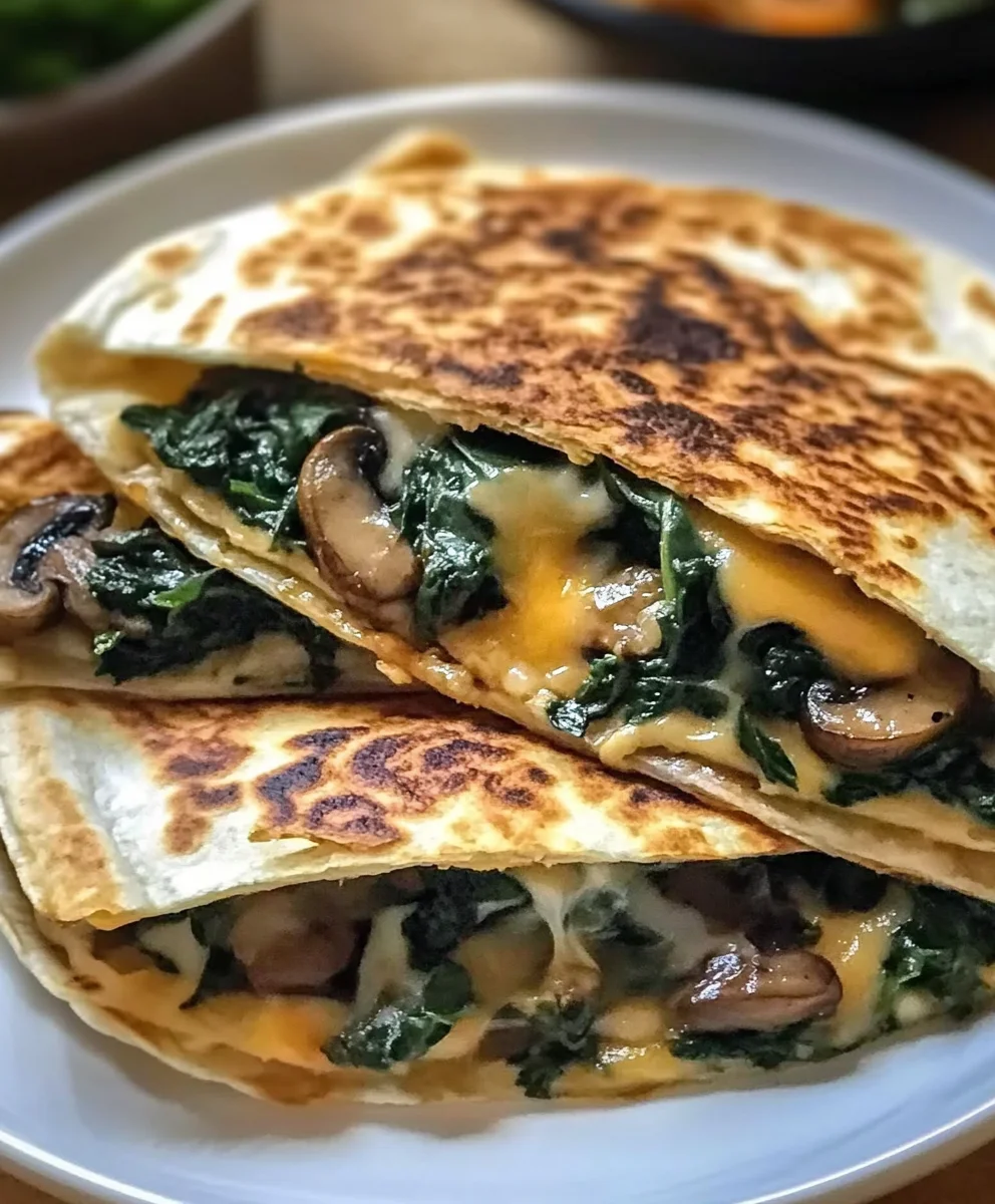 Baked Spinach Mushroom Quesadillas