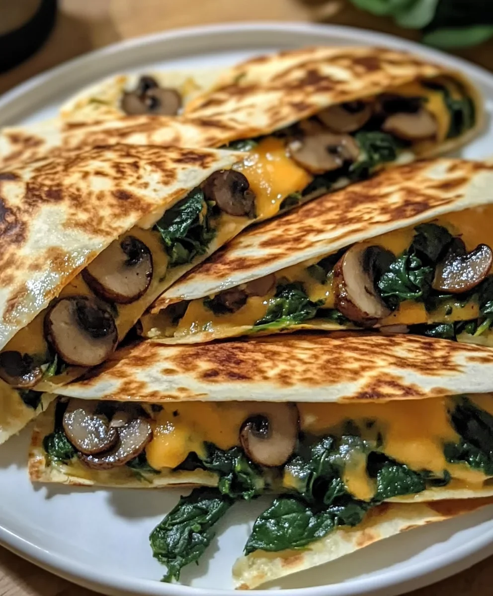 Baked Spinach Mushroom Quesadillas