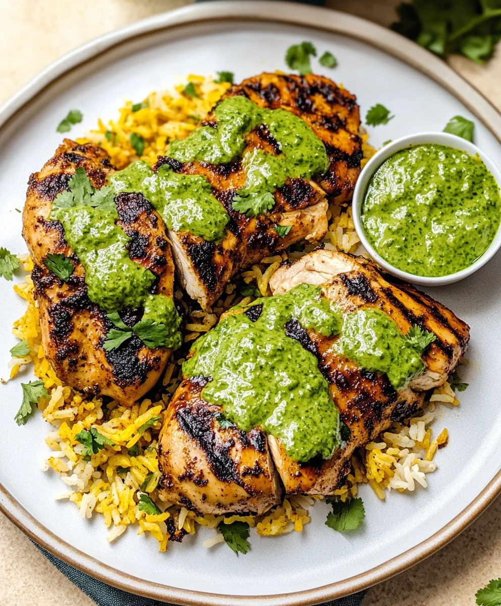 Peruvian Chicken and Rice with Green Sauce