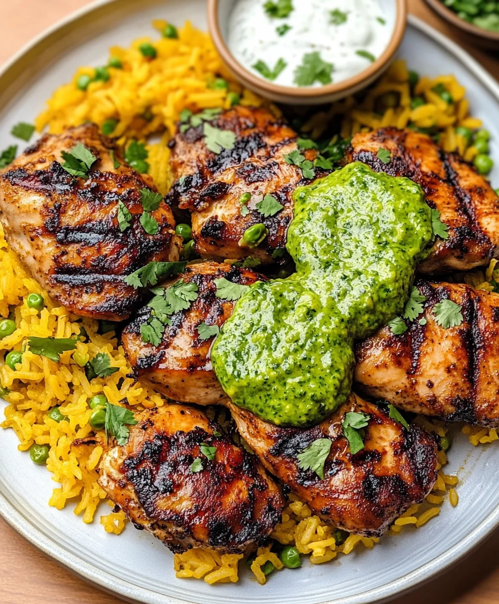 Peruvian Chicken and Rice with Green Sauce
