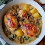 Herb Roasted Chicken in Creamy White Wine Sauce