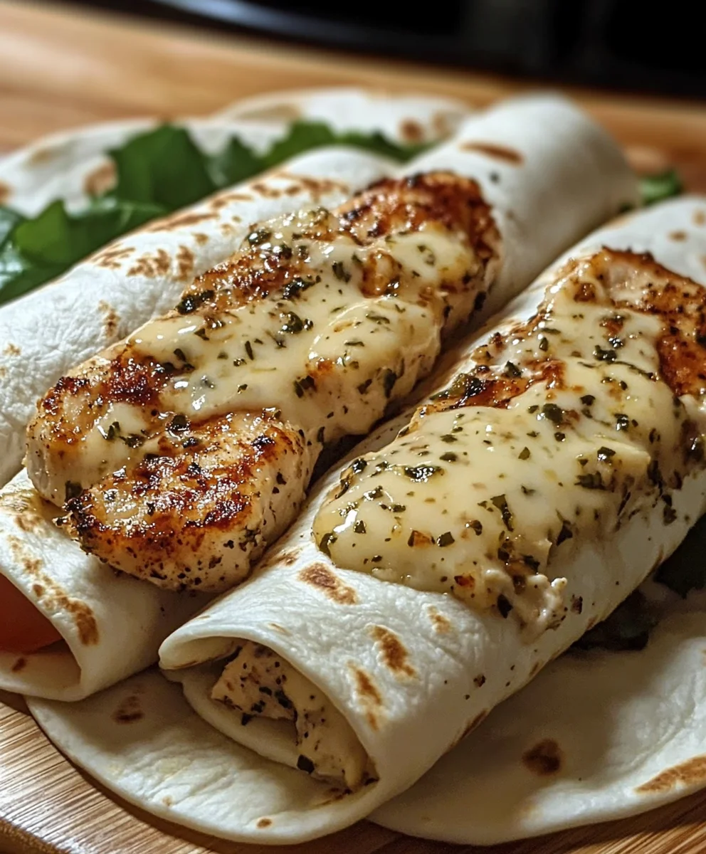 Cheesy Garlic Chicken Wraps