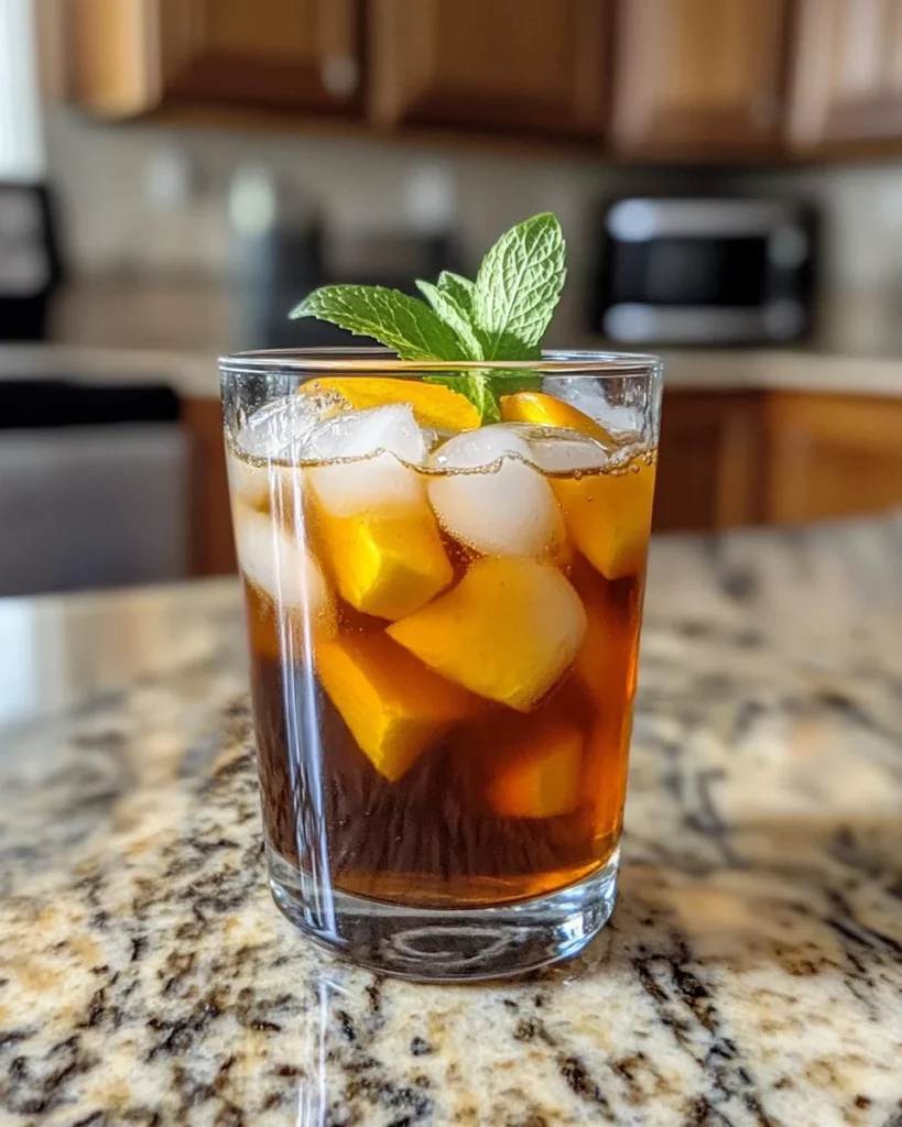 Refreshing Sweet Peach Iced Tea with Mint

