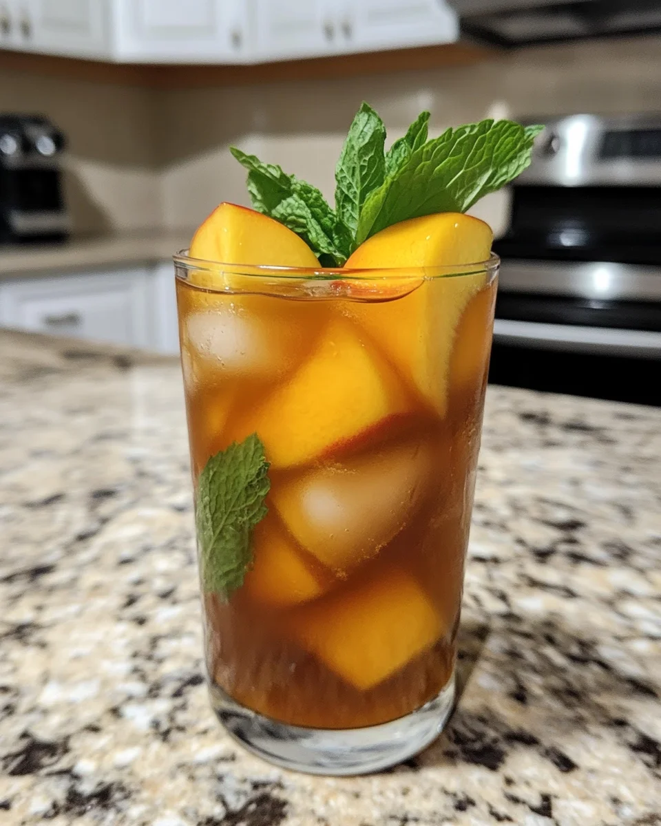 Refreshing Sweet Peach Iced Tea with Mint