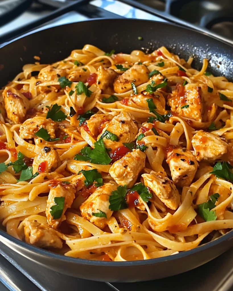 One-Pan Sweet & Spicy Garlic Chicken Pasta