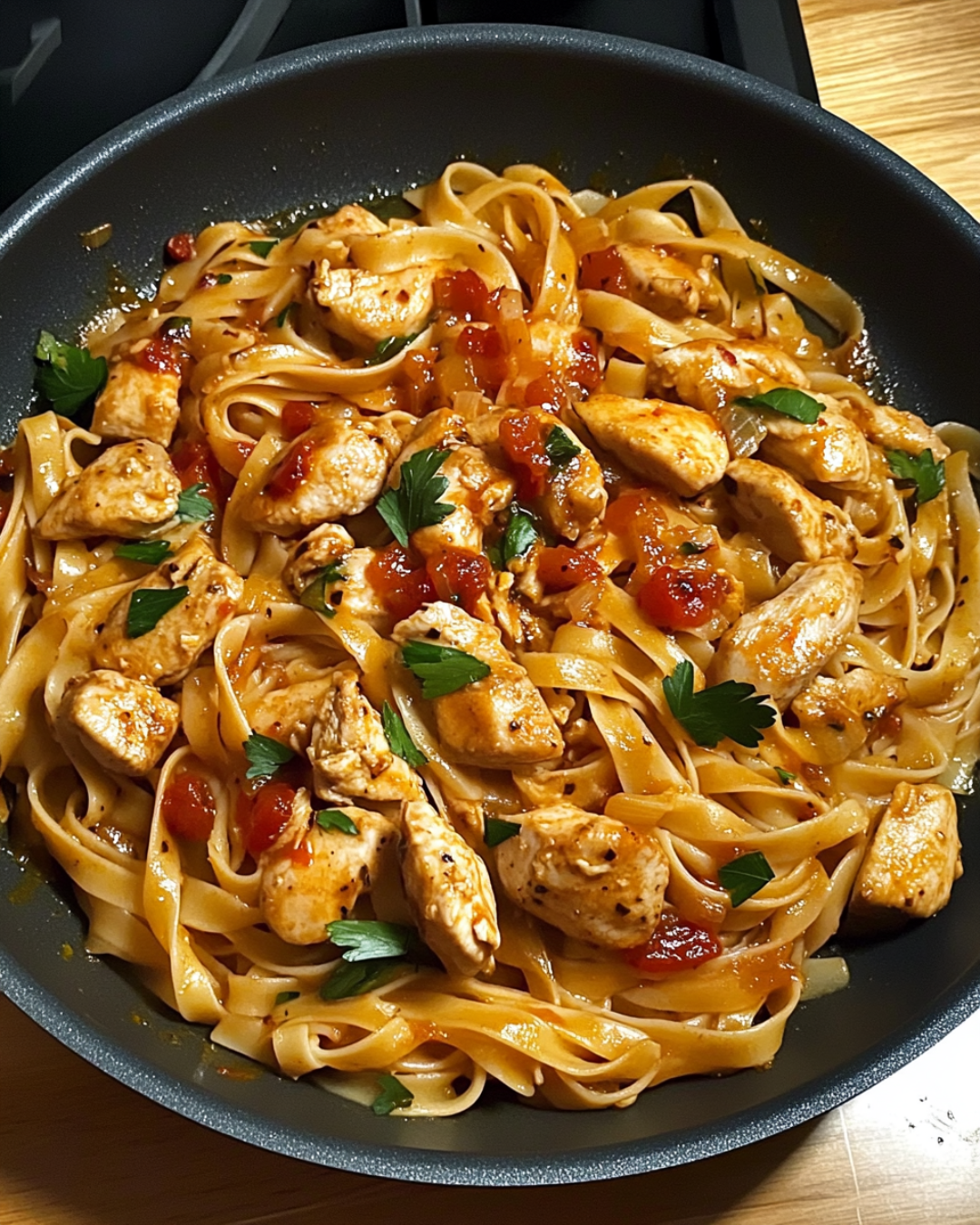 One-Pan Sweet & Spicy Garlic Chicken Pasta
