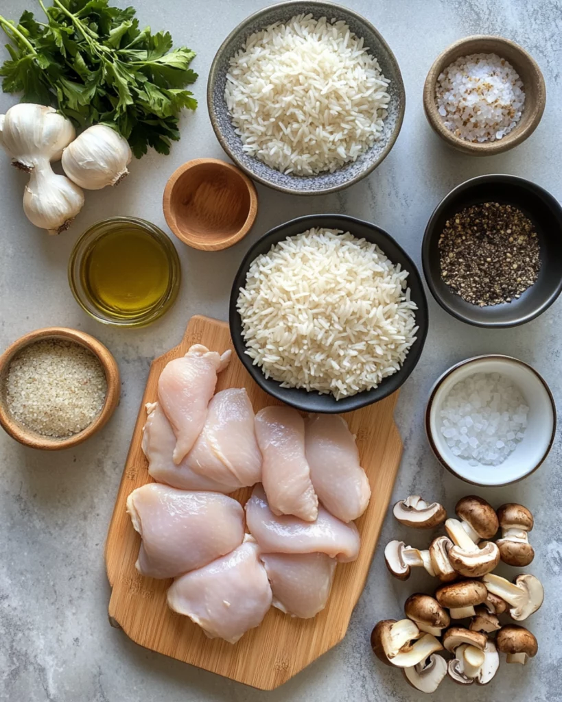 A sizzling skillet of Hibachi Chicken with fried rice and vegetables, garnished with sesame seeds and green onions.