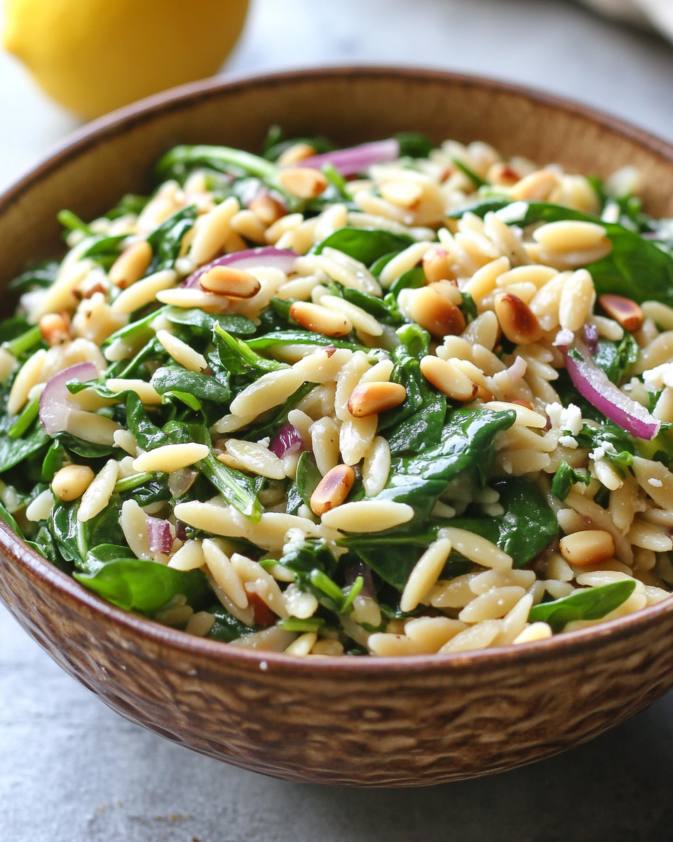 Orzo Salad with Spinach and Pine Nuts: A Fresh, Mediterranean-Inspired Pasta Salad