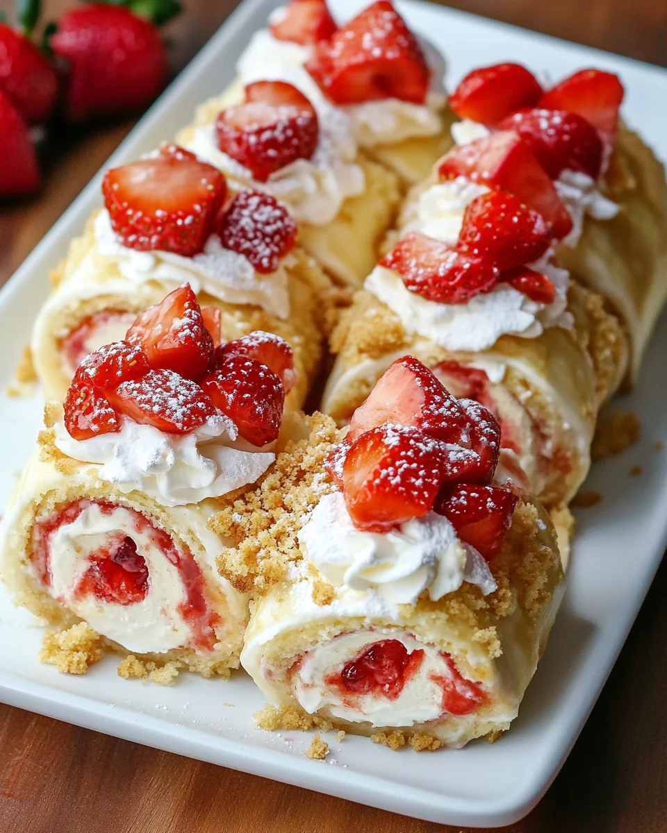 Sweet Strawberry Shortcake Cheesecake Rolls