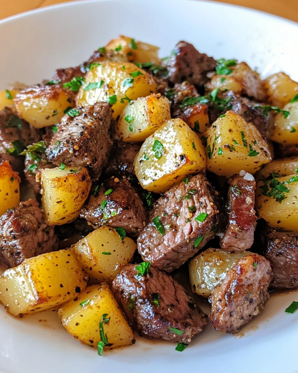 Garlic Butter Steak Bites with Potatoes