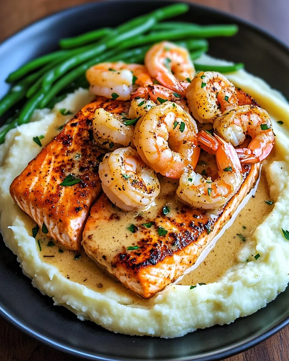 Cajun Shrimp and Salmon with Garlic Cream Sauce