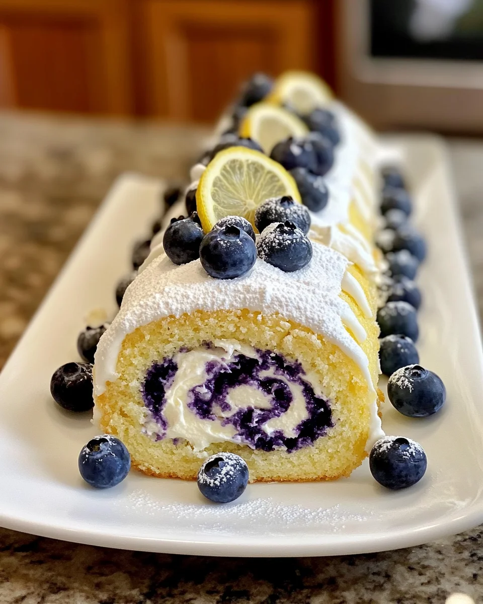 Lemon Blueberry Sponge Cake Roll