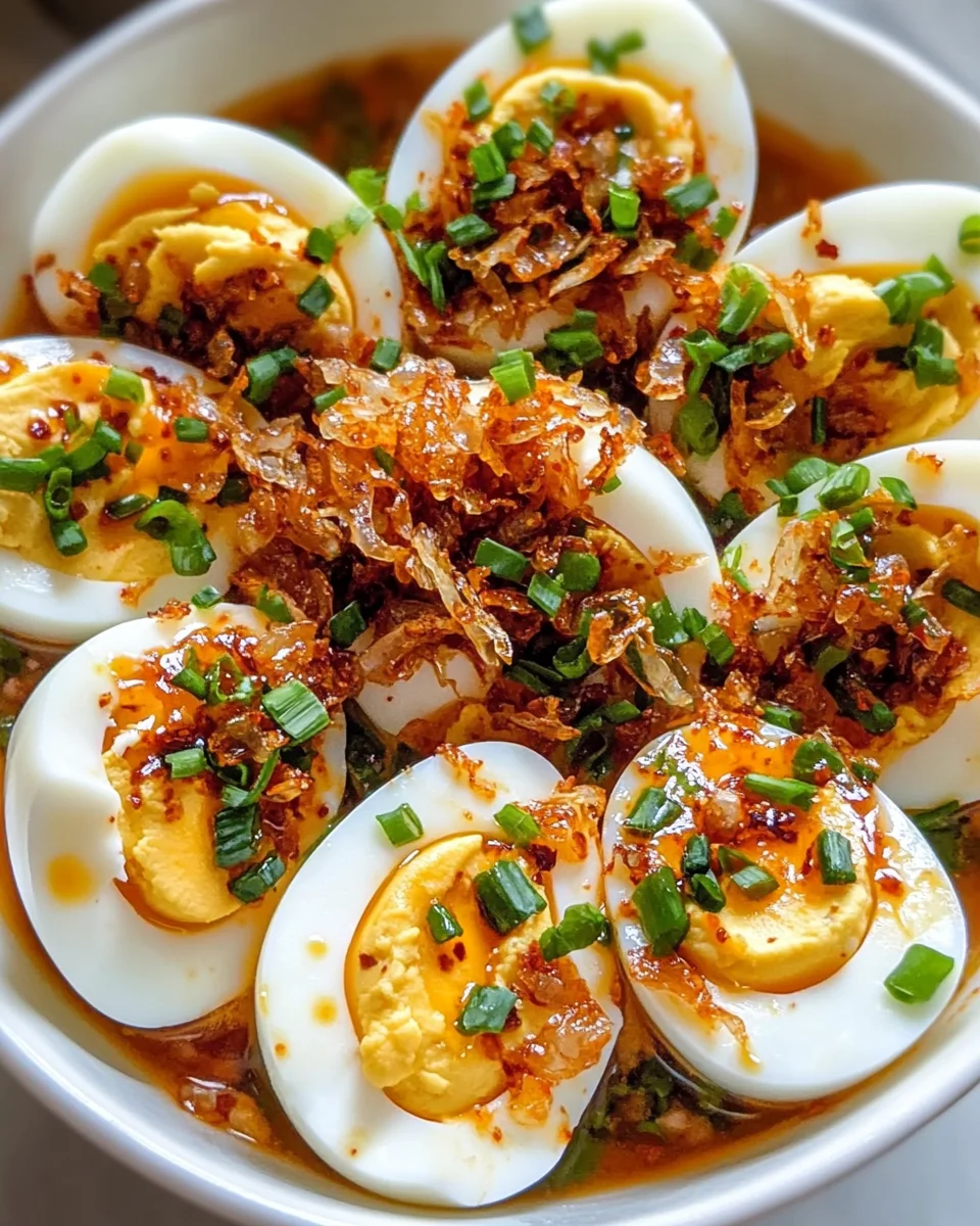 Spicy Chili Garlic Deviled Eggs