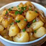 Slow cooked Lipton onion potatoes in a serving bowl
